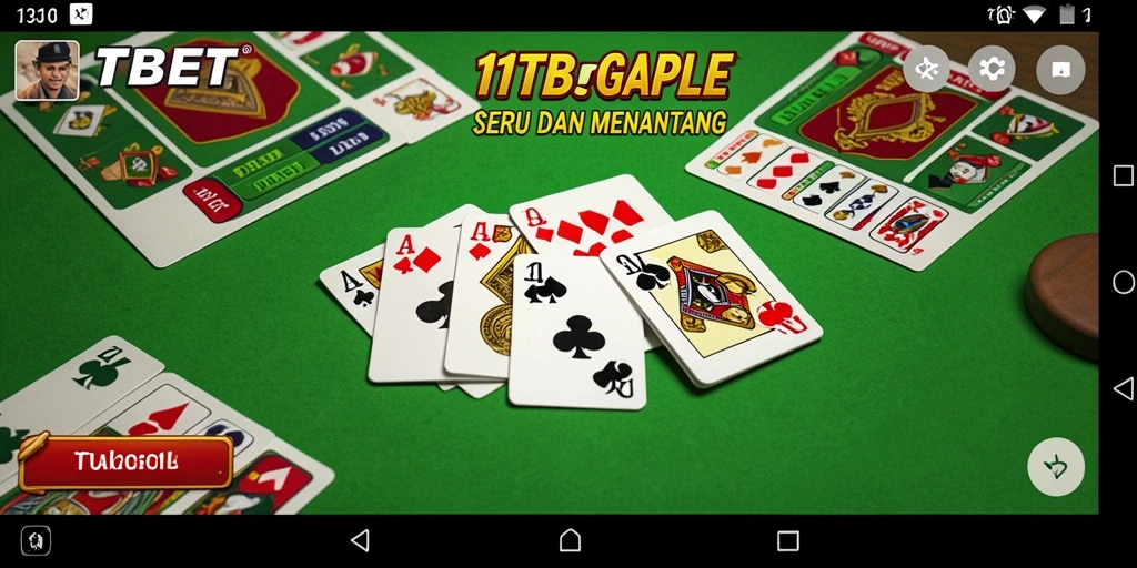 Tampilan gameplay seru aplikasi Gaple 11TBET yang mengasyikkan.