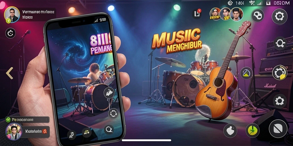 Screenshot gameplay 8II dengan tampilan irama musik yang menarik.