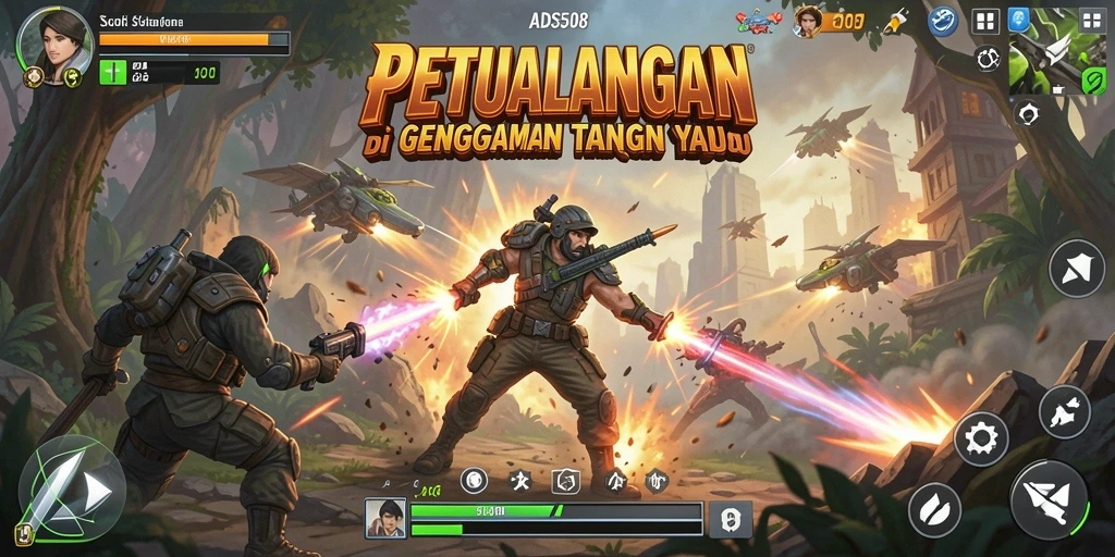 Screenshot menunjukkan pemain beraksi dalam pertarungan seru.