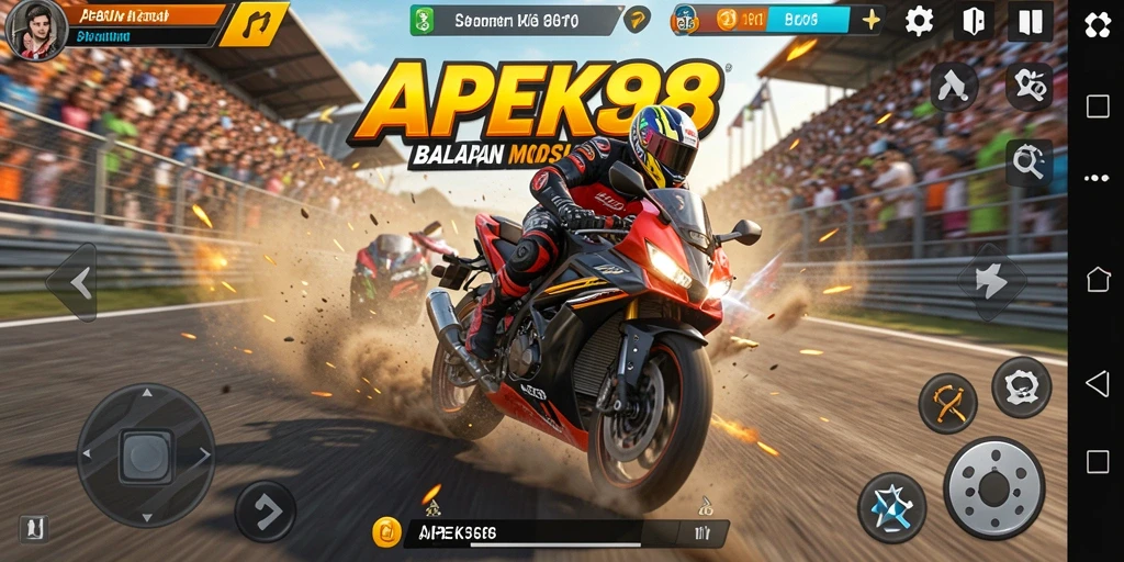 Tampilan seru gameplay balapan motor di APEK88.