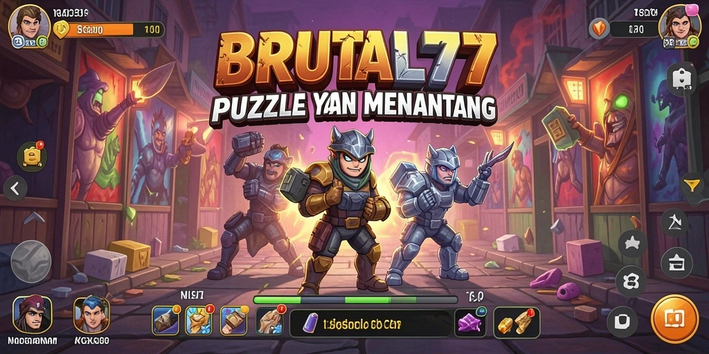 Tampilan gameplay puzzle BRUTAL77 yang menantang dan menarik.