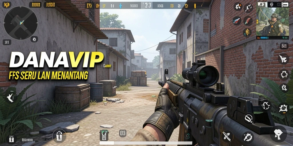 Tampilan gameplay seru dari DANAVIP dengan aksi tembak-menembak cepat.