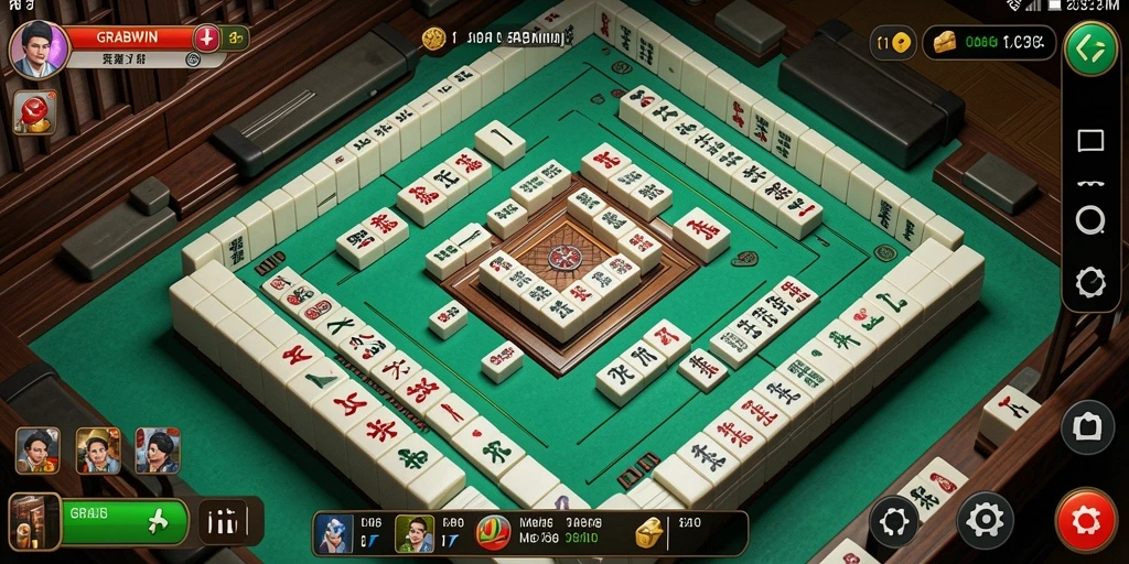 Tampilan gameplay Mahjong yang menakjubkan dalam GRABWIN.