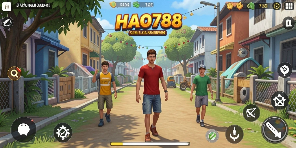 Screenshot gameplay HAO788 menunjukkan aktivitas simulasi yang interaktif.