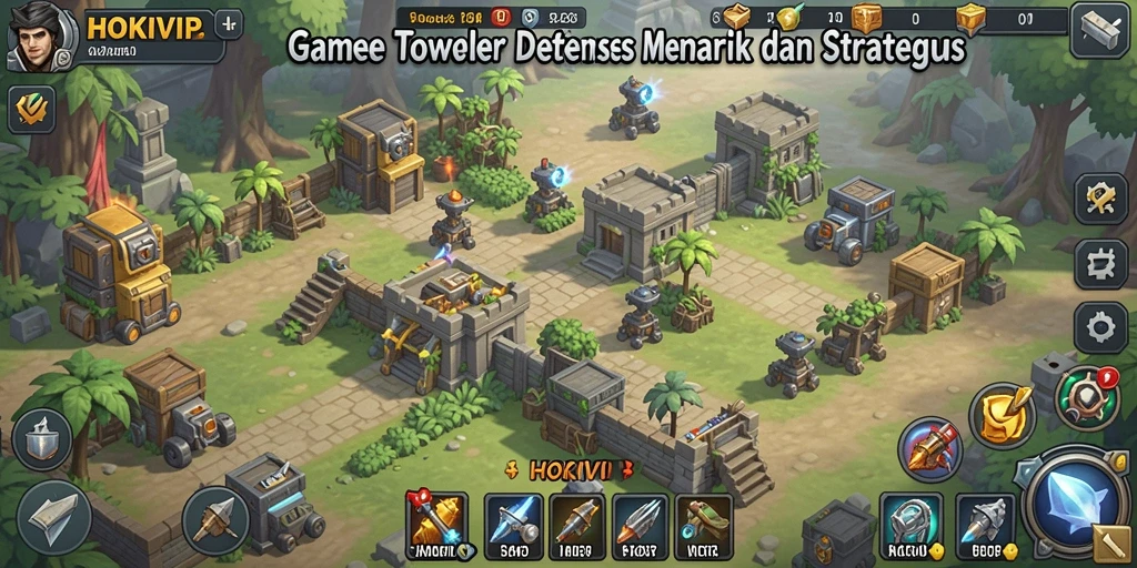 Tampilan gameplay HOKIVIP yang penuh aksi dan strategi Tower Defense.
