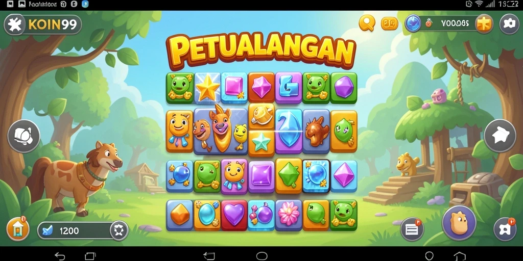 Tampilan gameplay KOIN99 yang penuh warna dan menantang.