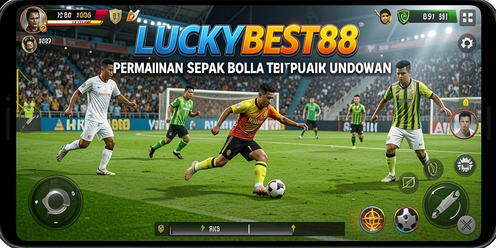 Tampilan menarik dari gameplay LUCKYBEST88 yang menggambarkan pertandingan sepak bola.