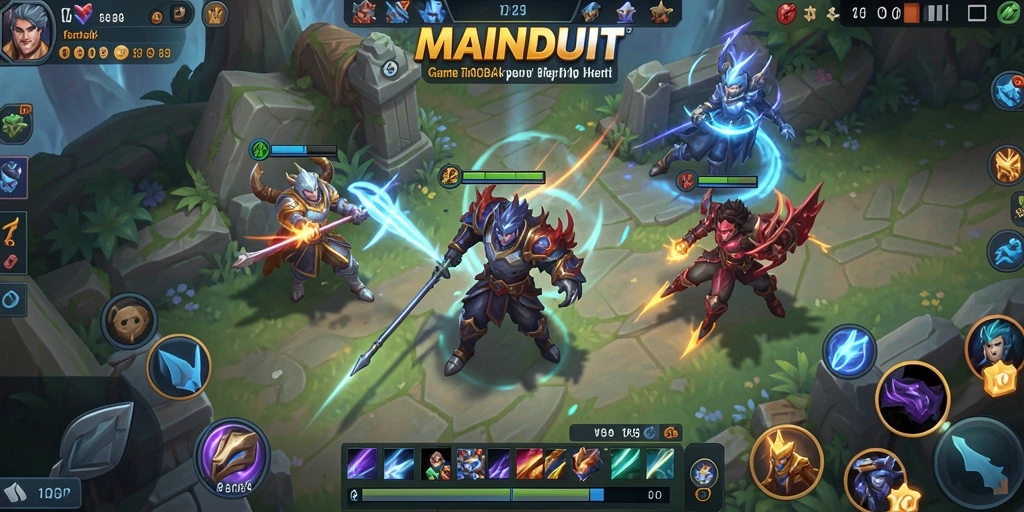 Screenshot gameplay MAINDUIT yang menampilkan pertarungan seru di arena.