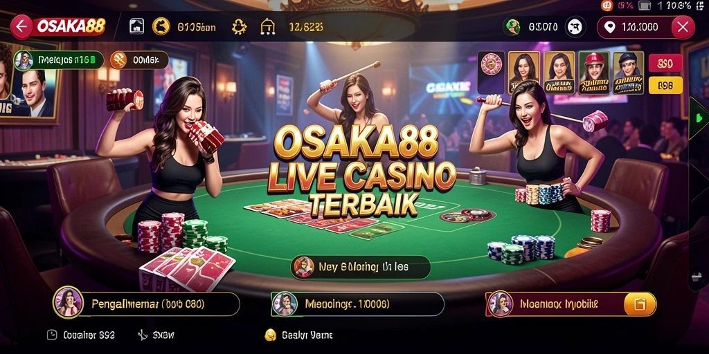 Gameplay mendebarkan dari OSAKA88 yang memperlihatkan suasana kasino langsung.