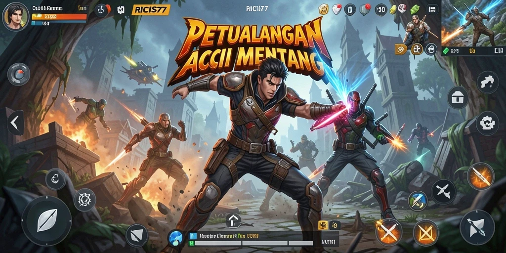 Screenshot menampilkan pertarungan intens dalam RICIS77 yang memukau.