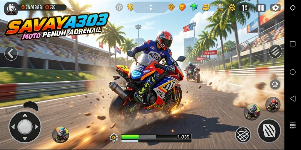 Tampilan gameplay seru dalam balapan motor di SAVAYA303.