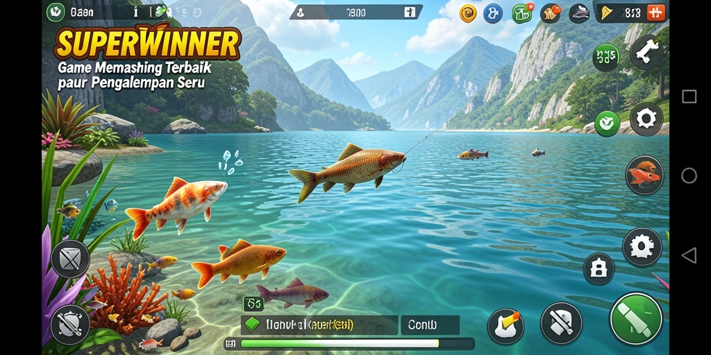 Tangkapan ikan yang memukau dalam gameplay SUPERWINNER.